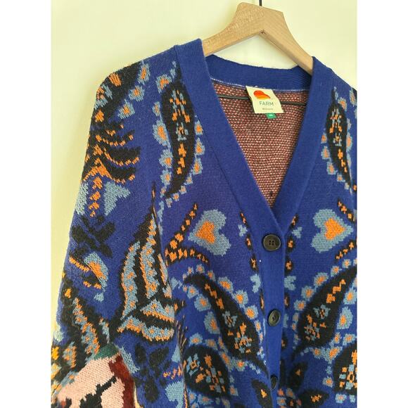 Farm Rio Toucans Mixed Scarf Print Oversized Sweater - XS - Picture 6 of 9